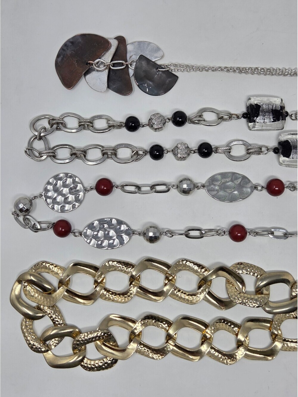 Lot of 4 Mixed Metal and Beaded Statement Necklaces Chokers